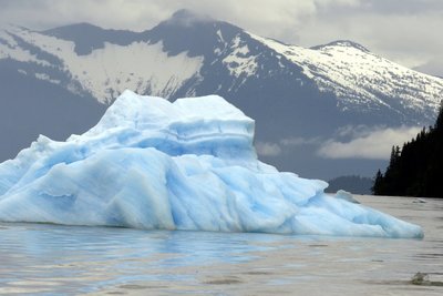 Large glacier floating in sea water